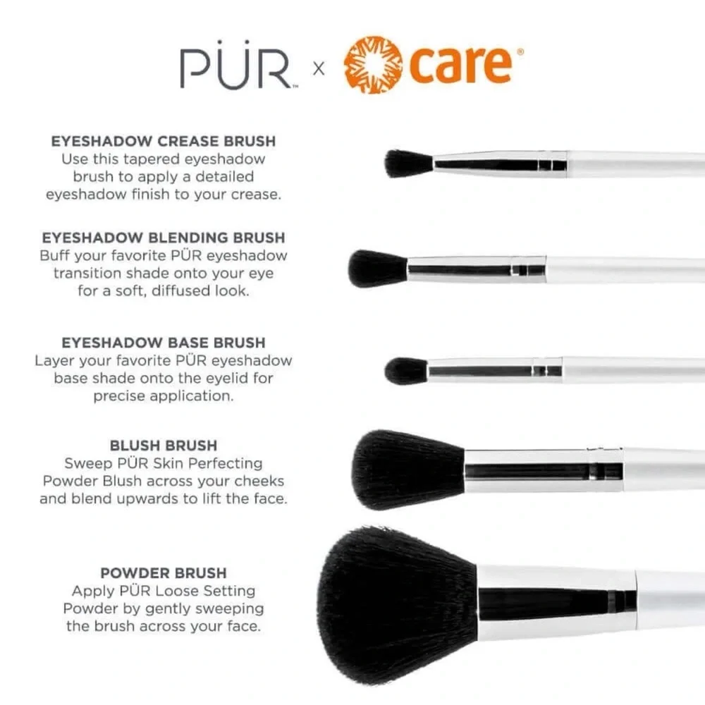 Pur X Care 5-Piece Brush Set w/Holder NEW